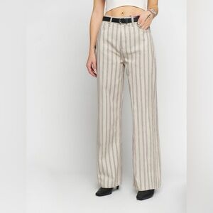 Reformation Cary High Rise Slouchy Wide Leg Jean in Chicago Stripe. size 24. NWT